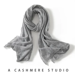 Autumn Winter New Women 100% Pure Cashmere Knitted Scarf Solid Color Poncho Warm Fashion Capes Ladies High Quality Scarves