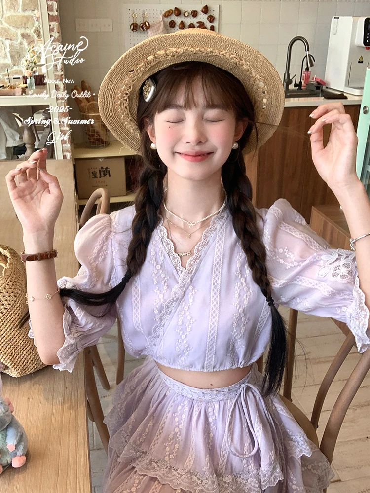 

Женский летний комплект из Праги: юбка А-силуэта с высокой талией и топ с коротким рукавом и V-образным вырезом, хлопок, на молнии