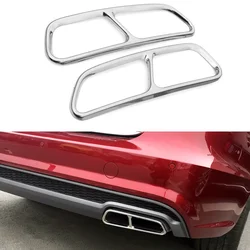 CarQuad Exhaust Tip Trim Stainless Steel Rear haMuffler Tail Pipe Cover Exust Replacement For Audi A6 A7 C7 2016‑2018 Decoration