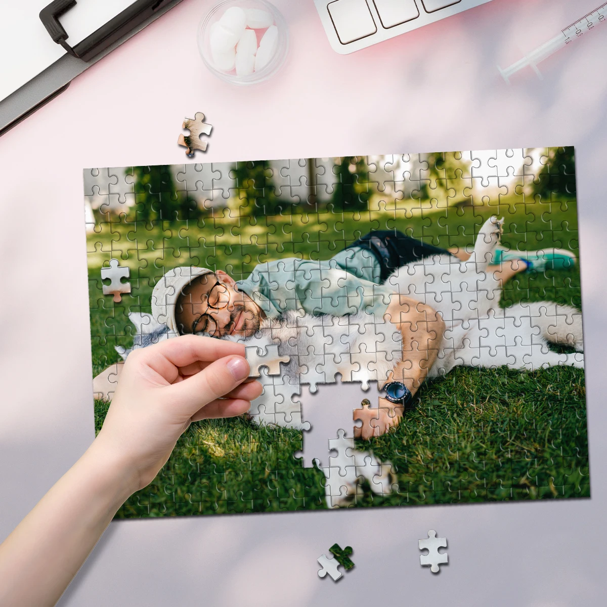 35/300/500/1000pcs Personalized Custom Photo Puzzle Pets DIY Photo Puzzle Portrait Personalized Birthday Gift Keepsake Special O