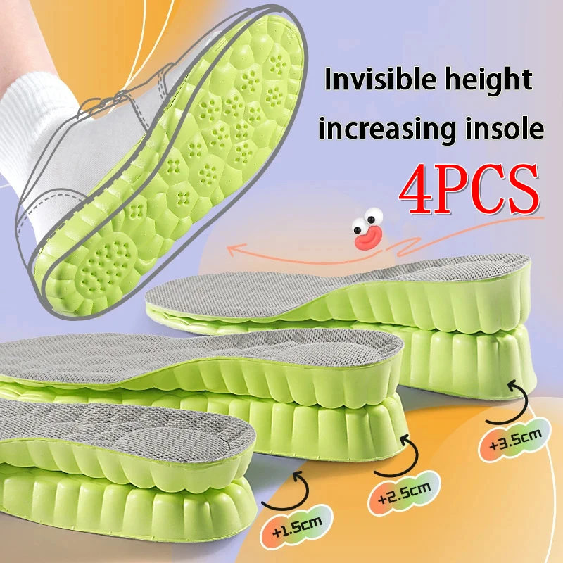 1Pair /2Pair NEW Breathable Anti-Odor Insole Height Increase Insoles Shock Absorbing Shoe Sole Soft Comfortable Sports Insole