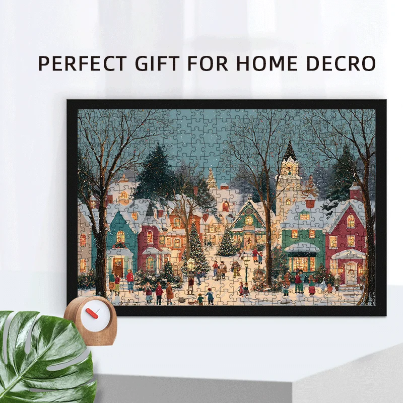 Mini puzzle scène de neige de noël 1000 pièces, boîte pour adulte 38x26cm (15 "X 10.2"), puzzle sur le thème des vacances d'hiver pour adultes