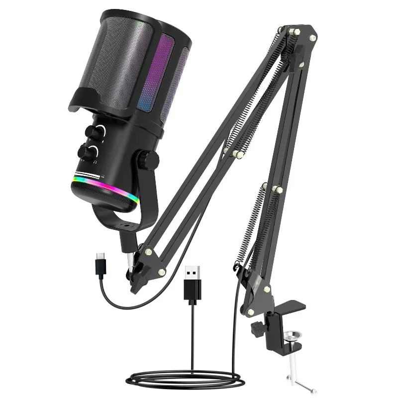 

Private M16 bracket USB live microphone, desktop computer RGB e-sports game microphone