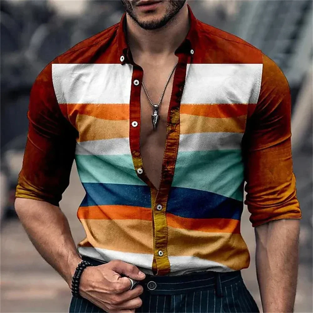 New Men's Shirt Graphic Print Musical Notes Beige Casual Long Sleeve Button Clothing Sports Fashion Design S-6XL Summer 2025