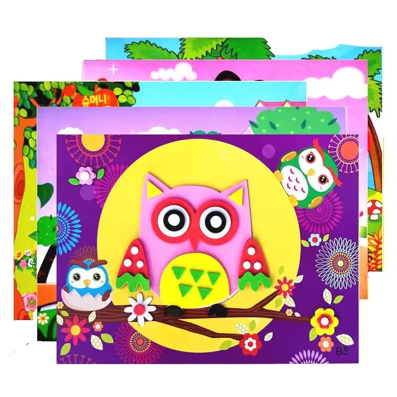 10/20pcs/lot 3D EVA Foam Sticker DIY Cartoon Animal Puzzle for gift Multi-patterns Styles Toys for Gift