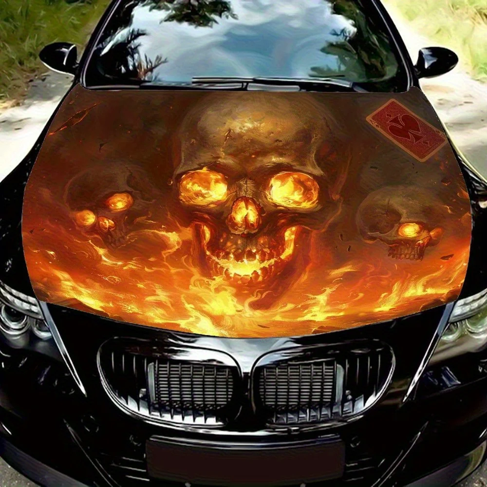 Queima de fogo três crânio impresso capacete adesivos decorativos arranhões vinil à prova dwaterproof água adesivos personalizados peças da motociclet
