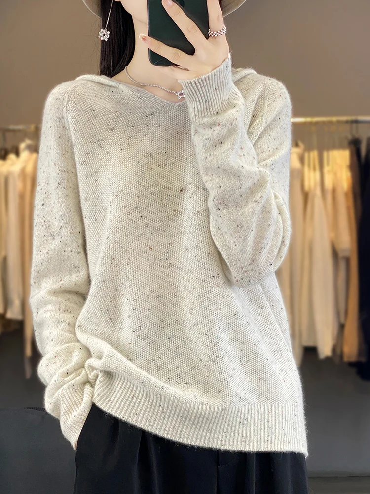 ZOCEPT Women Pullover Sweater Hooded Jumper Korean Loose Merino Wool Knitted Sweaters Casual Autumn Winter Warm Pullovers Tops