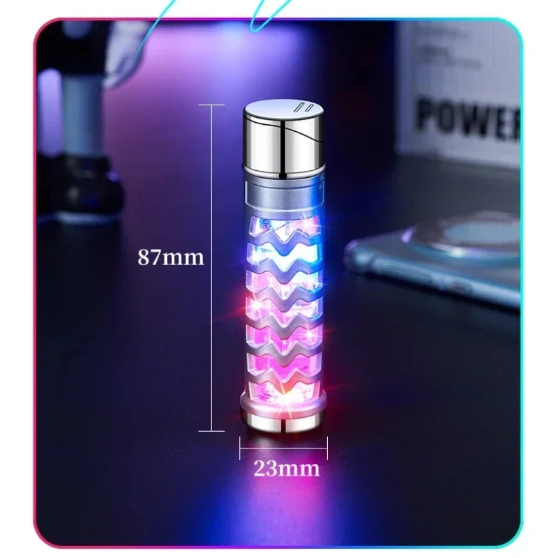 Metal Cool and Colorful Lights Inflatable Lighter Windproof Spray Red Flame Butane Personalized Lighter Fashion Men\'s Gift