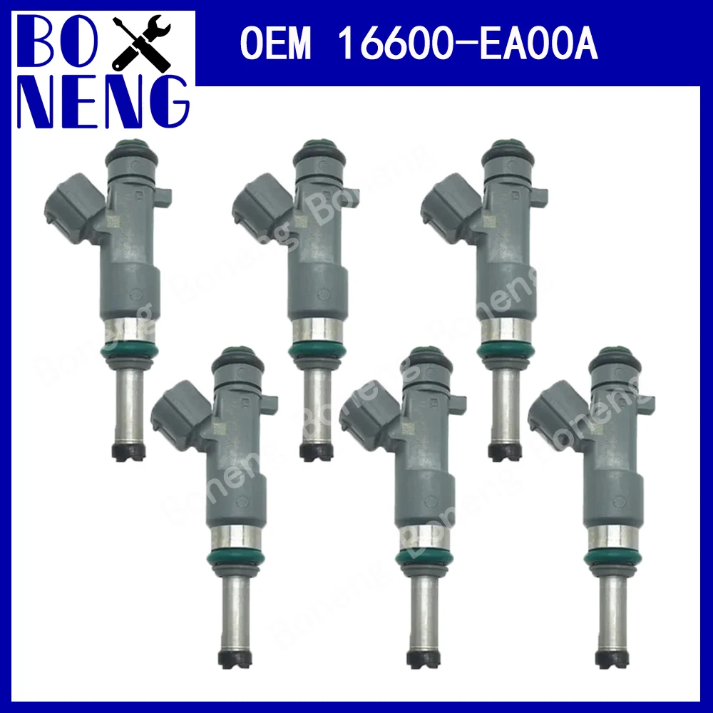 6 unids/lote OEM 16600-EA00A boquilla de inyector de combustible FJ744 para NISSAN-FONTIER 2005 ~ 2017 NP300 2016 ~ 2017 2.5L L4 16600EA00A