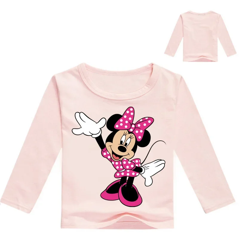 Novo verão de manga longa crianças meninas camisetas meninos nova topos dos desenhos animados minnie mouse t roupas casuais do bebê algodão