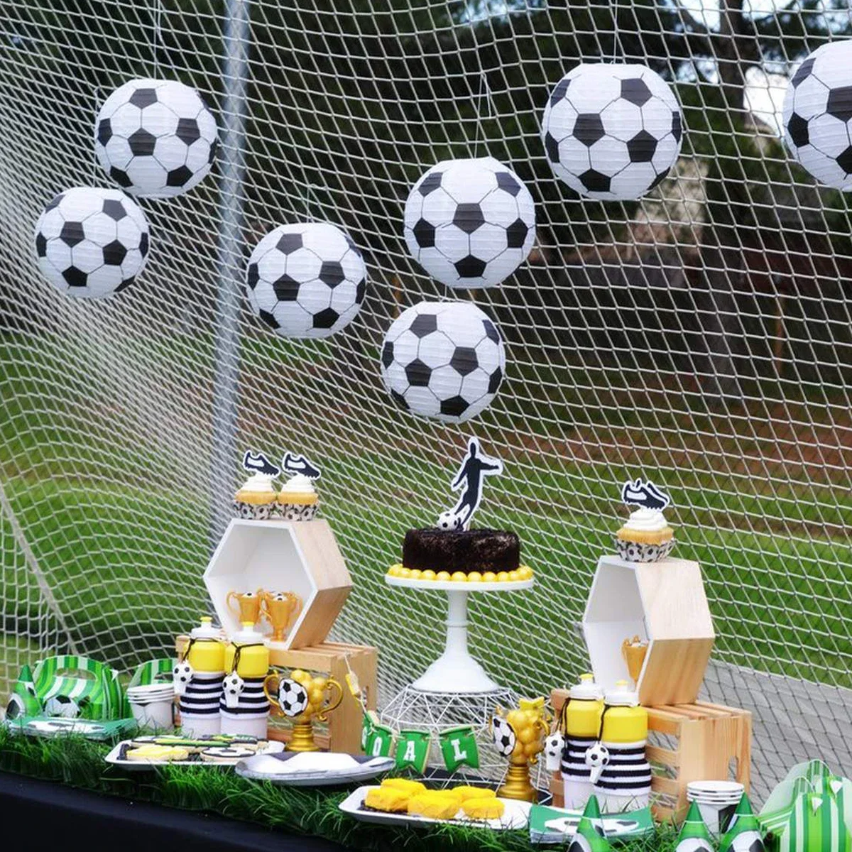 1/3Pcs Sports Football Theme Paper Lanterns Soccer Courtyard Hanging Ornament Background for Kids Birthday Wedding Party Decor