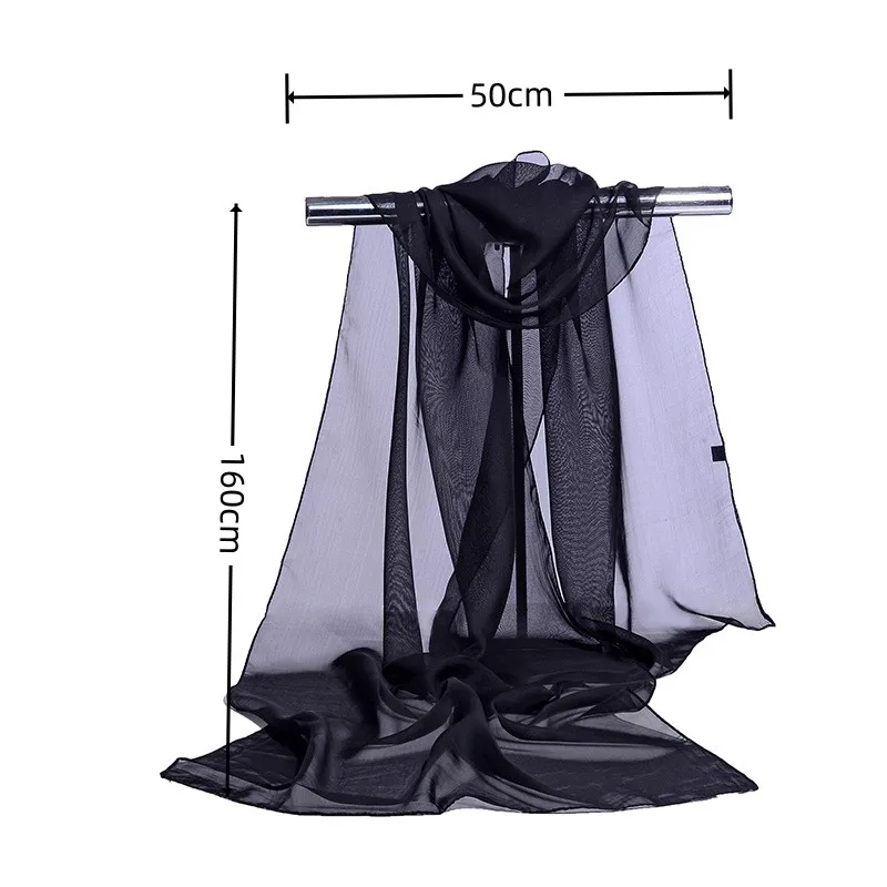 160*50 cm color sólido venta simulación seda gasa bufanda a rayas moda desenfadada chal protector solar estampado floral bufanda bufandas