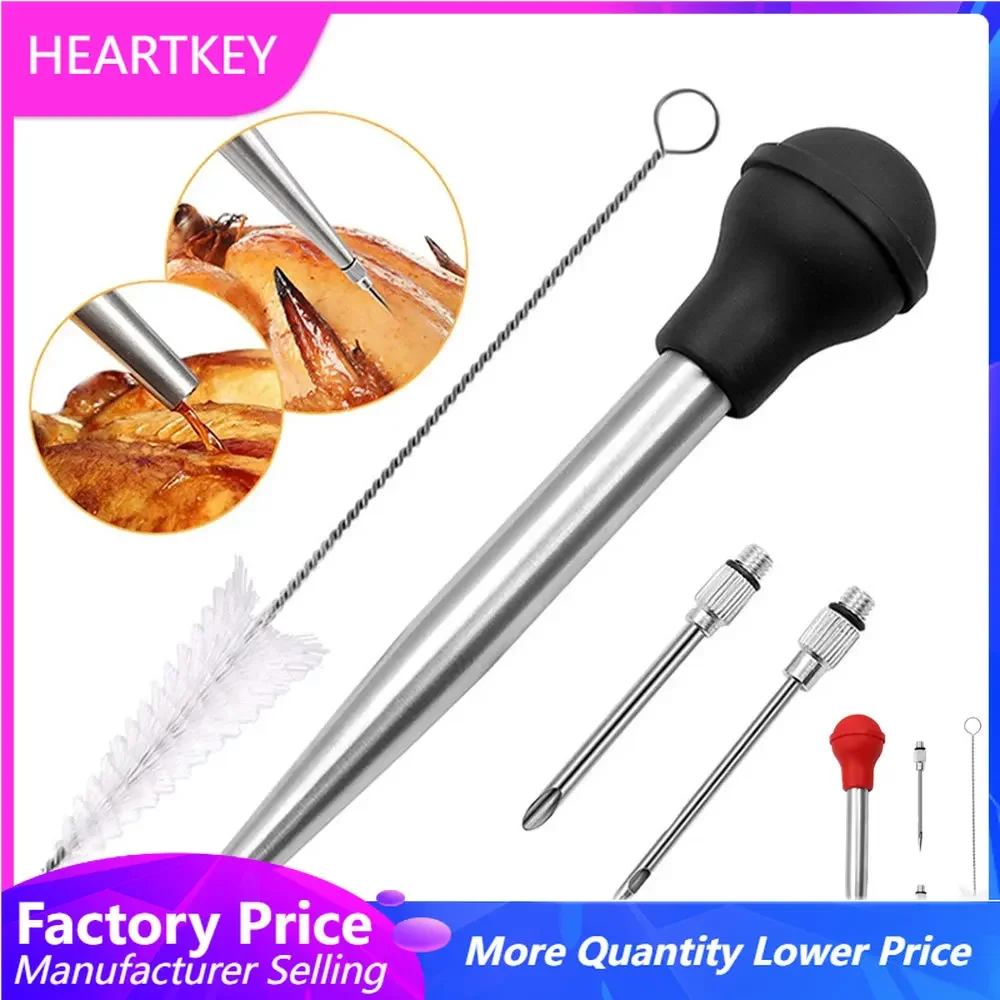 

Turkey Baster Set Kitchen Stainless Steel Turkey Baster Syringe Tube Pump Baking Kitchen Tool Cooking Meat Injector Set