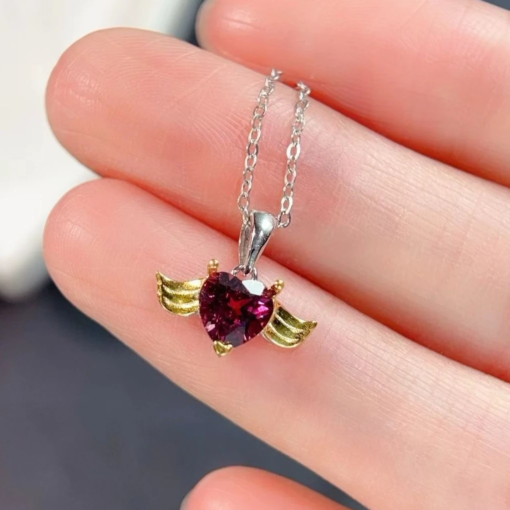 Genuine Garnet Necklace 925 Silver Sparkling Natural Garnet Jewelry with Authentic Certificate Delicate Chain Fine Jewelry