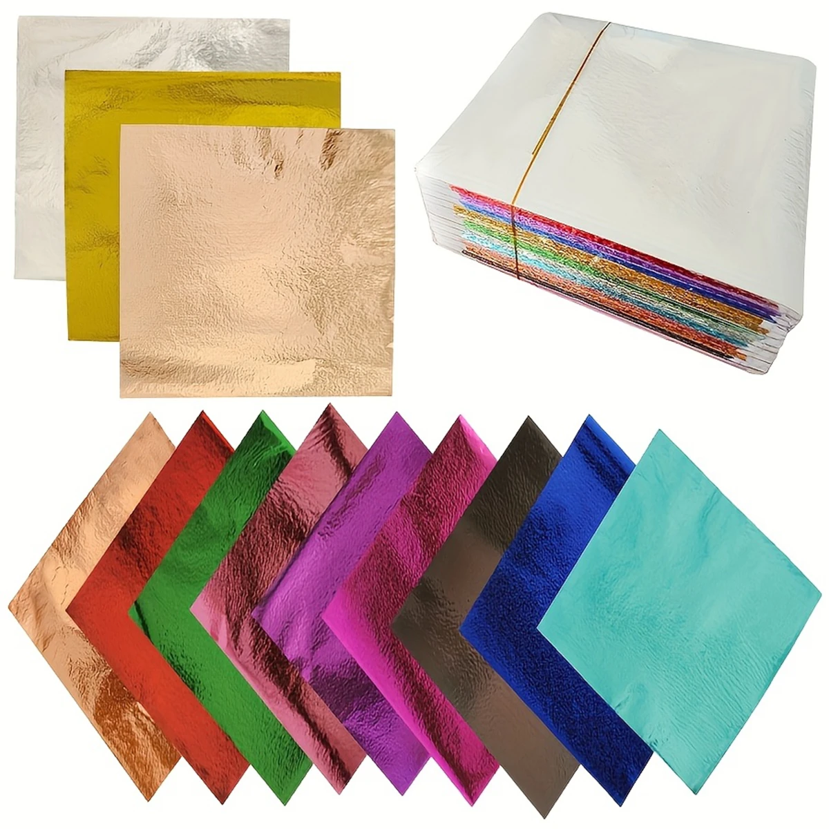 240 Fogli 12 Colori Foglie Di Lamina D'oro Fogli Di Lamina D'oro, Carta Imitazione Foglia D'oro Con Colori Splendidi