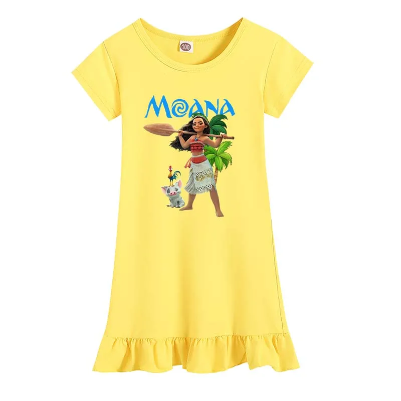 Girls Dress Summer Moana Vaiana Trolls Anime Dresses Sleepwear Princess Birthday Party Costume Baby pajamas Cute Halloween Dress