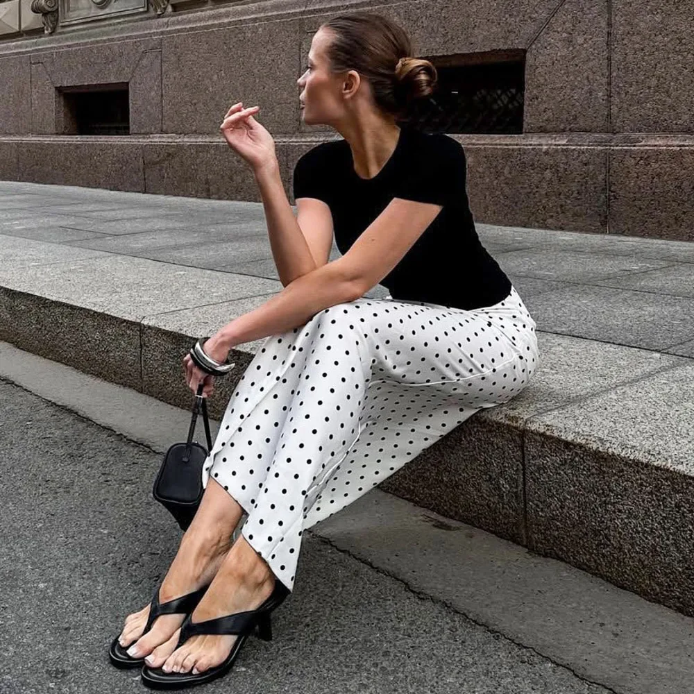 Blifanbo Autumn Polka Dot Long Skirt For Women Elegant Fashion High Waist Straight Skirt Slim Patchwork Female Skirt Streetwear