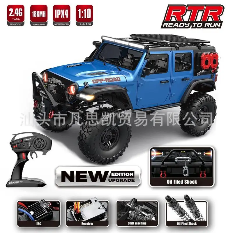 2.4ghz atualização r1011 rc carro 1:10 4wd modelo em escala completa carro de escalada veículo off-road brinquedo com guincho elétrico e luz respiratória