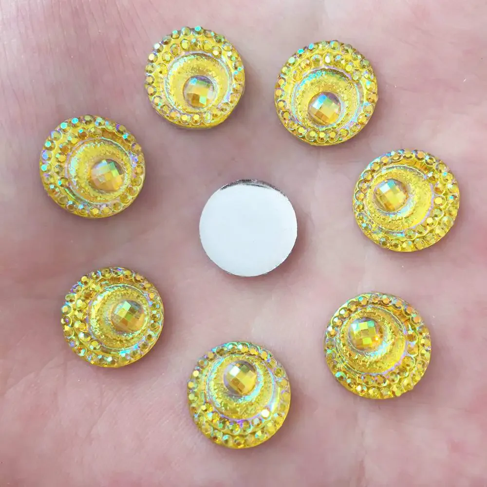 Hot Diy 40PCS 12mm AB Resin Round Shiny Rhinestone Eye Flatback Wedding Ornament K30