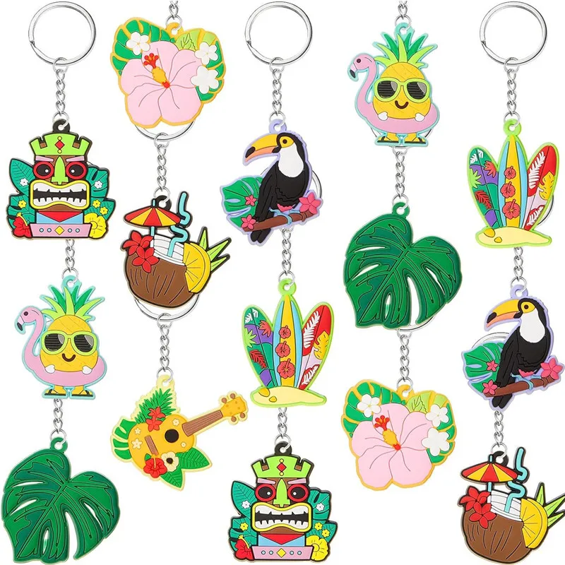 1pcs Cartoon Soft Plastic Animal Fruit Keychain, Mini Cute Keyring For Classroom Prizes, Birthday Party Favors Stuffers Supplies