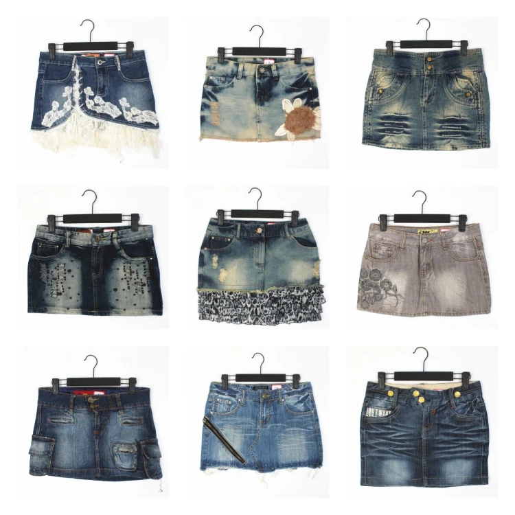 

Low Waist Punk Skull Nail Denim Skirt Vintage Y2K Retro American Street Sle Sexy ort Skirt for Young Women