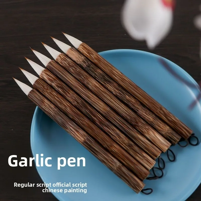 Small Chicken Claw Mixed Hair Short Peak Garlic Head Calligraphy Brush Beginner Regular Seal Official Script Writing Pen