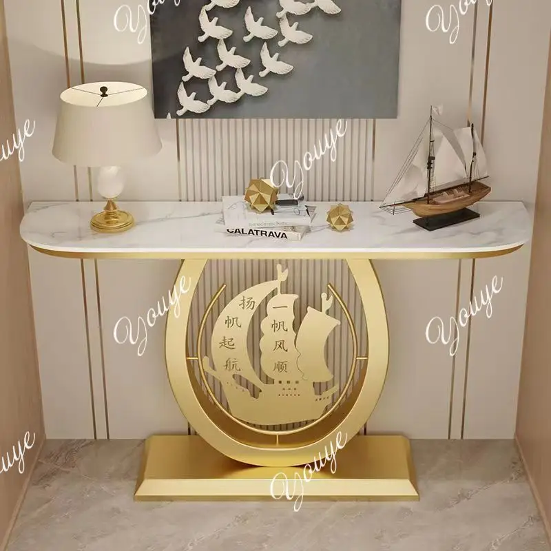 Rock slab entrance table End view table Italian wall entry cabinet Simple modern light luxury living room table corridor entranc