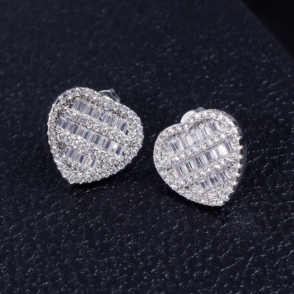 

ICECHARMI Iced Out Cubic Zirconia Ear Stud Exquisite Earring Accessory For Women Wedding Luxury Jewelry Ears Cuff Gift For Her
