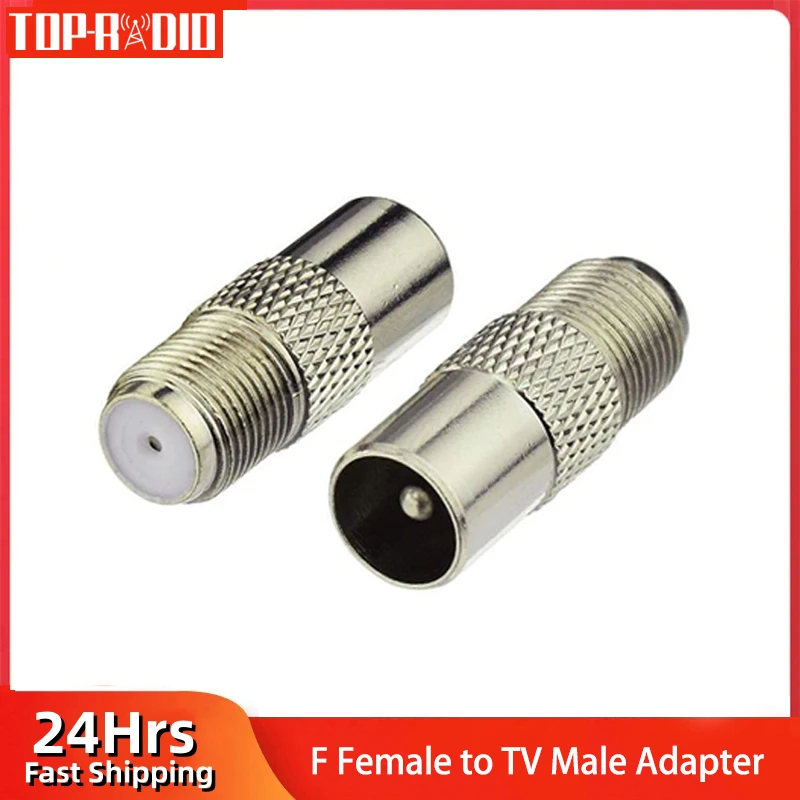 F to TV Cable Connector F Female to TV Male RF Coaxial Adapter DVB-T Test Converter Brass 50ohm