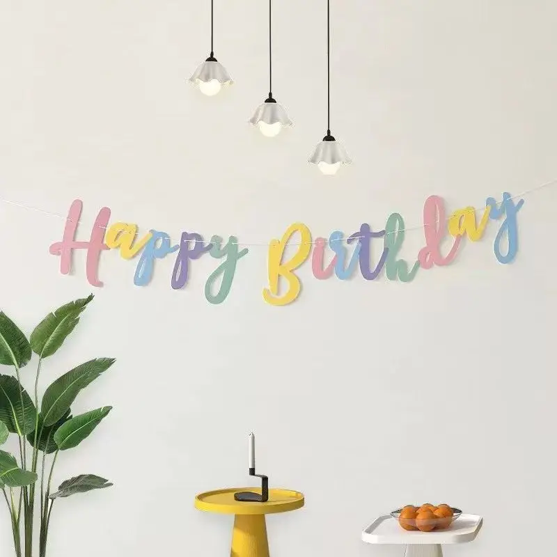 NEUE Happy Birthday Banner Wimpelkette Partydekoration Kinderdeko Kinderschmuck Baby Bunte Mädchen Jungen Partyzubehör – Detail 7