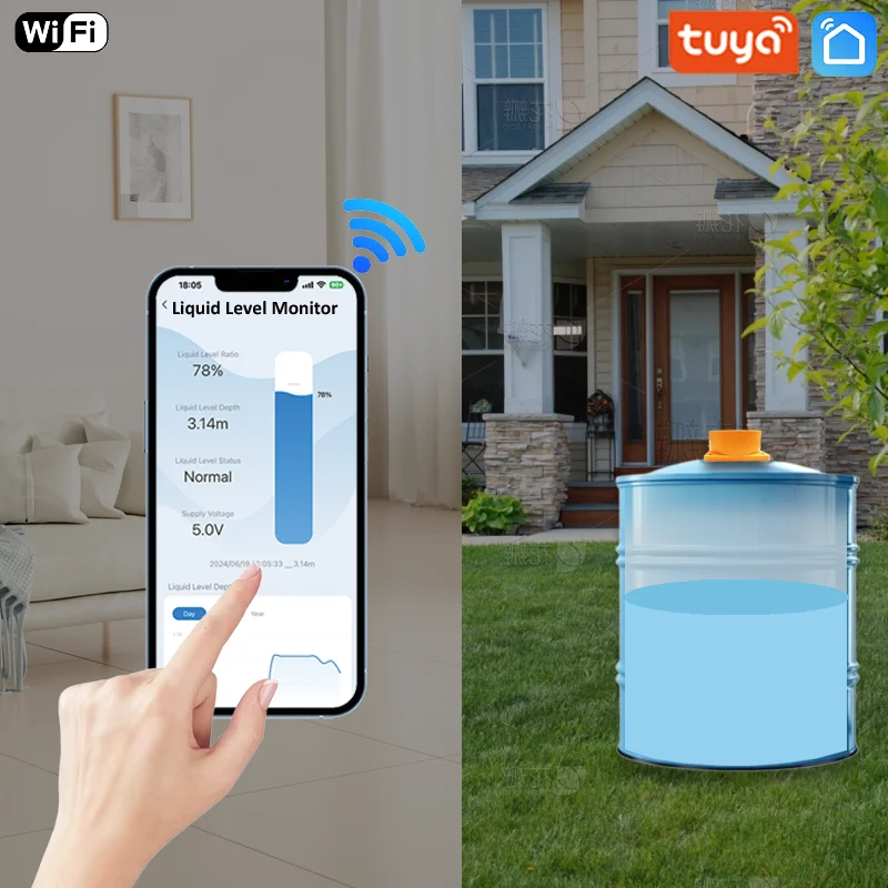 Imagem -03 - Zigbee Tuya Aplicativo Móvel Casa Inteligente Detector sem Fio Combustível Sensor de Nível Líquido Alarme sem Fio Monitor Nível do Tanque Água