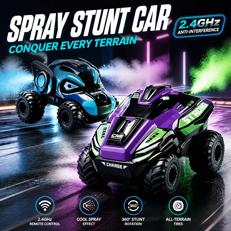 2.4G RC Stunt Spray Transformable Car 4WD Off Road Remote Control Racing Vehicl  Electric Stunt Toy Car Birthday Gift