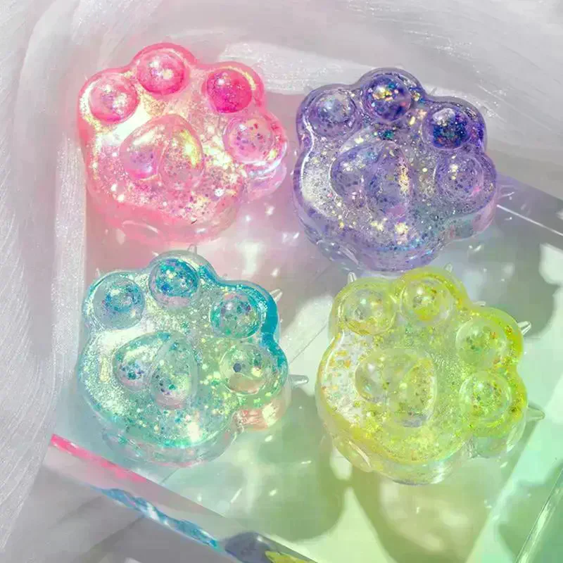 Sequin Maltose Cat Paw Slow Rebound Squeeze Toys Stress Relief Fidget Toys For Adults Decompression Sensory Toys