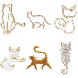 Rhinestone Kitten Pins for Women Unisex Enamel Animal Brooches Cat Lapel Pin Event Party Backpack Decoration Clothes Accessories