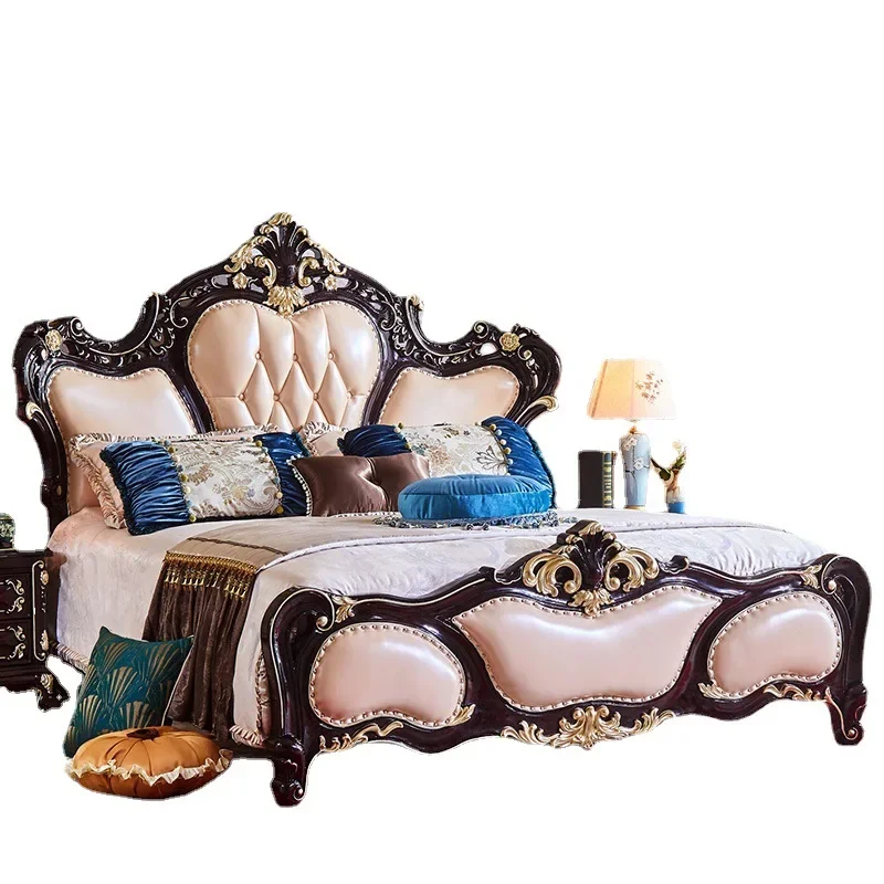 European double bed, American first-layer cowhide bed