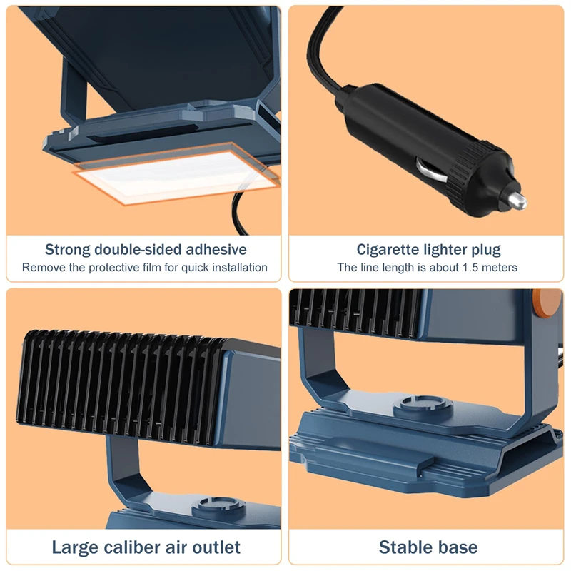 سخان مثبت على السيارة 12 فولت مع 360 درجة ° دعامة دوارة لإزالة الجليد وإزالة الضباب كلا أغراض تسخين التبريد سخان السيارة الجديد 2026 #6