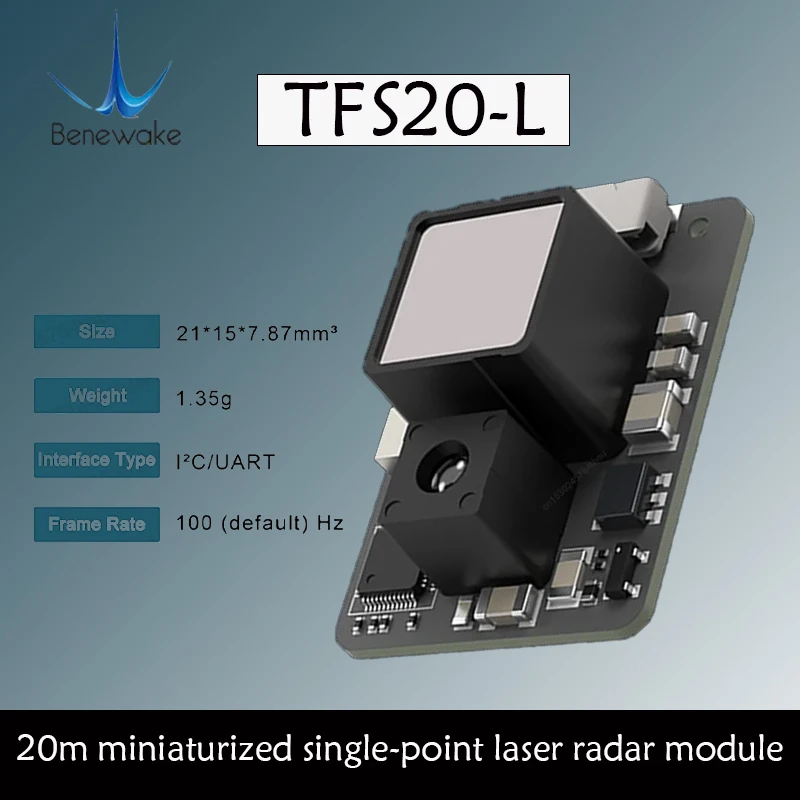

BENEWAKE TFS20-L 20-метровый миниатюрный одноточечный LiDAR UART и IIC для дронов, роботов, прецизионный лидарный датчик IoT