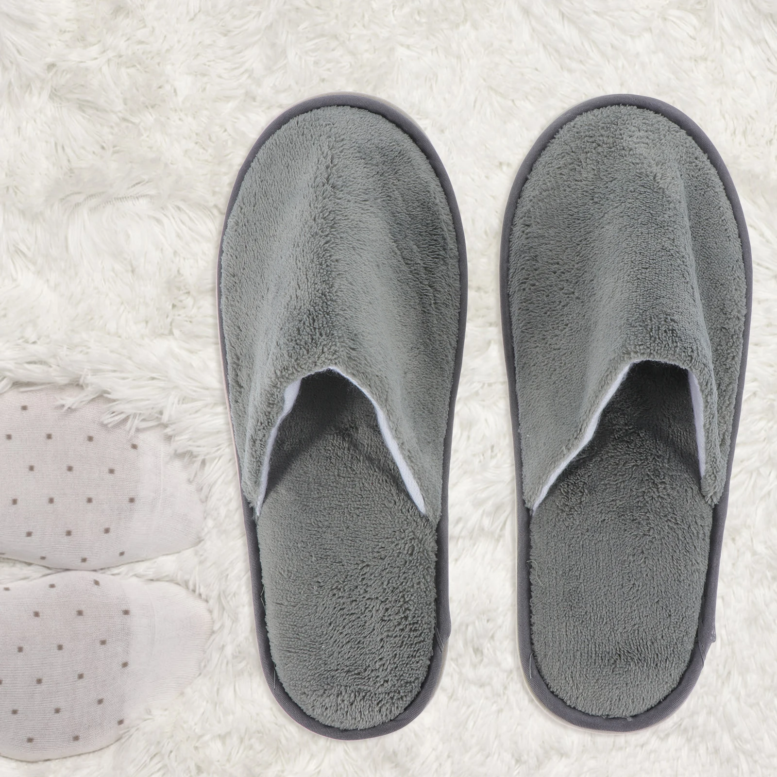 

5 Pairs Thickened Slippers Hotel Guest Shoes Non-skid Living Room Indoor Anti-skid Cotton
