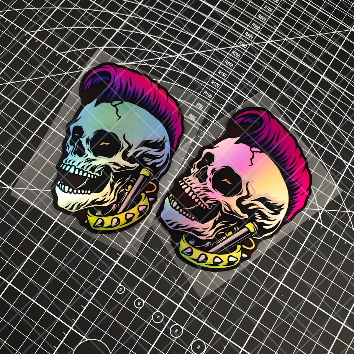 

Водонепроницаемые виниловые наклейки в стиле панк-готика: скелет, сердце, пламя, стильные очки