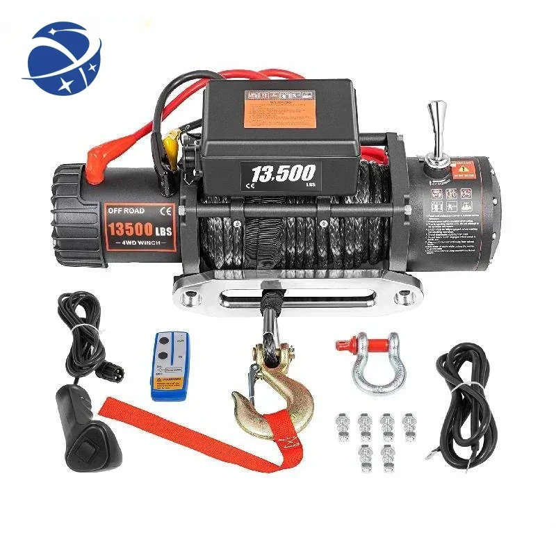 YYHCVEVOR Best Price 13500 LBS Electric Winch 12V 6120KG 13500LBS For 4X4 92FT Synthetic Trailer Ropes Towing Strap