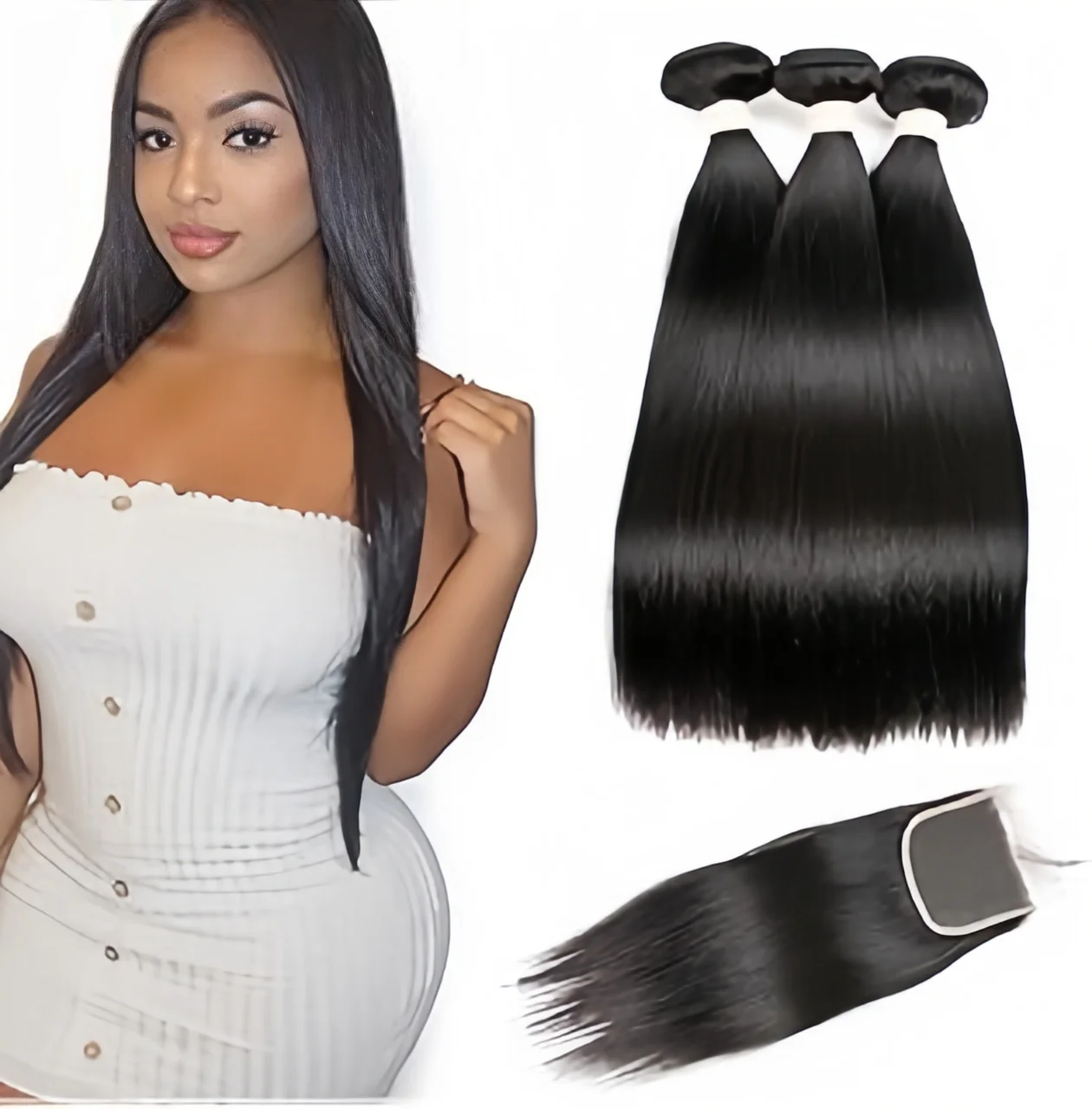 HD Lace Closure With Bundles Vietnamese Straight Bundles Human Hair Weave Bundles With 4x4 Lace Closure Human Hair Extensions