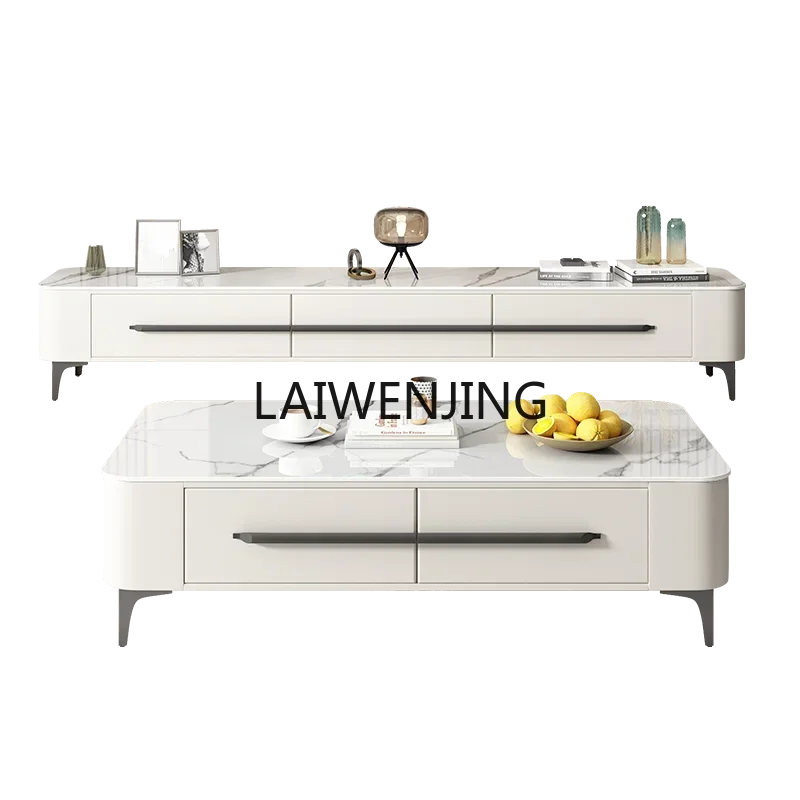 square high-footed coffee table simple small apartment living room rock slab coffee table TV cabinet