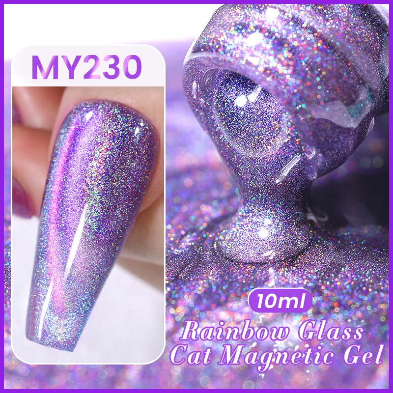 BORN PRETTY 10ML Reflective Moonlight Cat Magnetic Gel Nail Polish Sparkling Glitter Vanish Semi Permanent for New Year Manicure