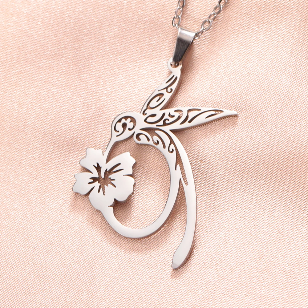 Teamer Vintage Kolibris sammeln Honig Edelstahl Halskette Frauen niedlichen Tier Blume Anhänger Schmuck Valentinstag Geschenke