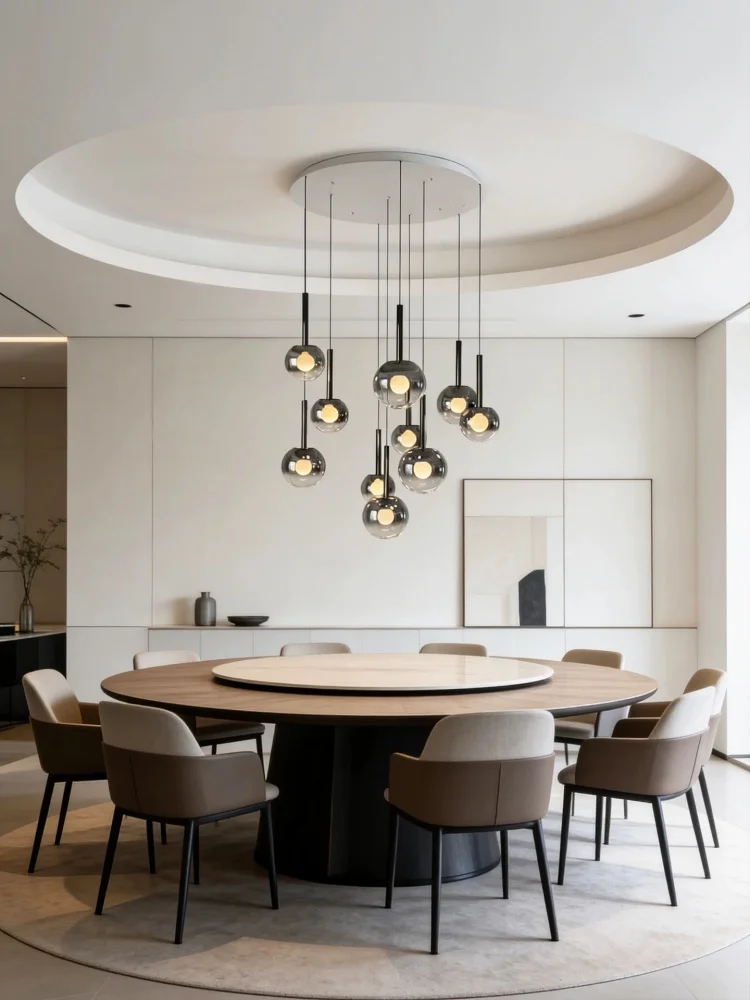 Smoke Gray Gradient Glass LED Pendant Light 2026 Modern Multi-Head Indoor Home Decoration for Staircase 2026 lighting fixture