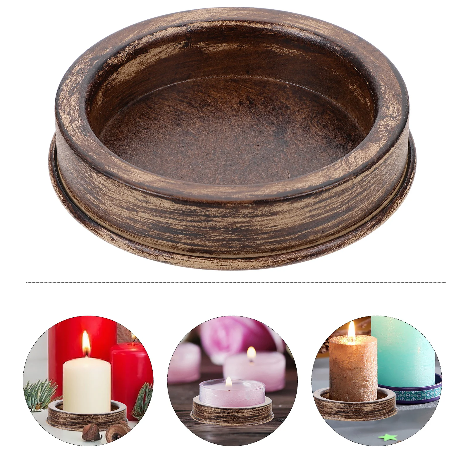 

1Pcs Vintage Candlestick Base Simple Style Round Desktop Candleholder Tray Ornament Home Bar Restaurant Decor Candlestick Tray