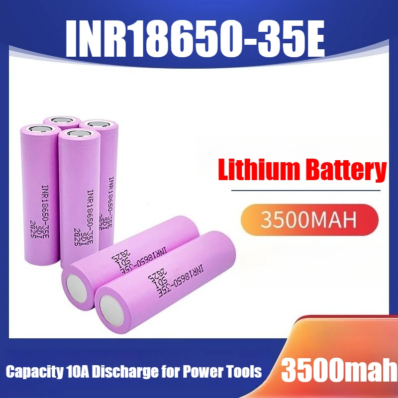 

INR18650-35E Power Lithium Battery with 3500mAh Capacity, 10A Discharge for Power Tools