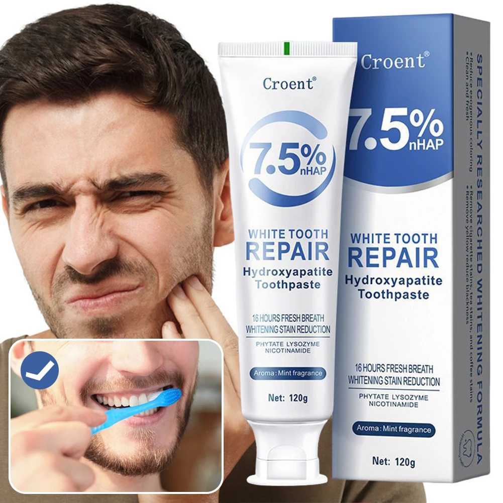 

120 г отбеливающая зубная паста с гидроксиапатитом, удаление пятен, предотвращение неприятного запаха изо рта, чистка полости рта, освежающая зубная паста, уменьшает налет