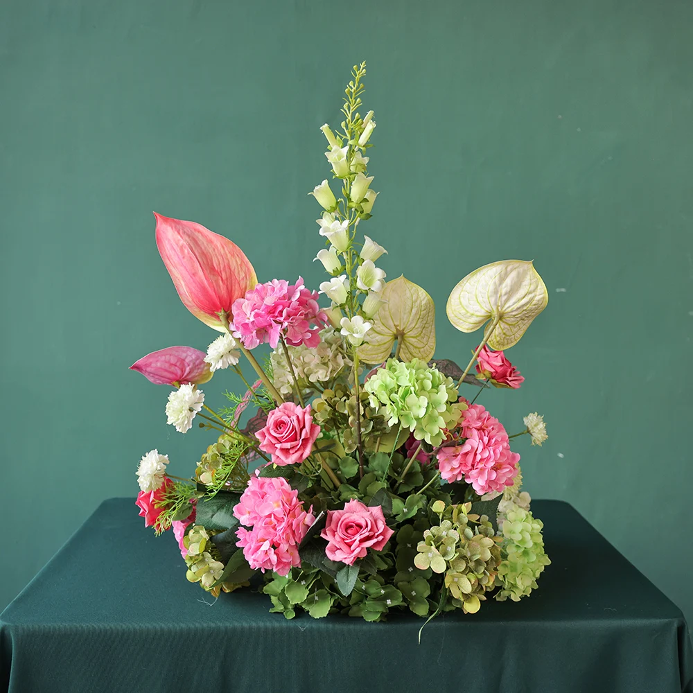 Wedding DIY Decor Artificial Flower Arrangement-Anthurium, Hydrangea, Rose Centerpiece Floor Floral for Event Decor Props FL3044 - view 3