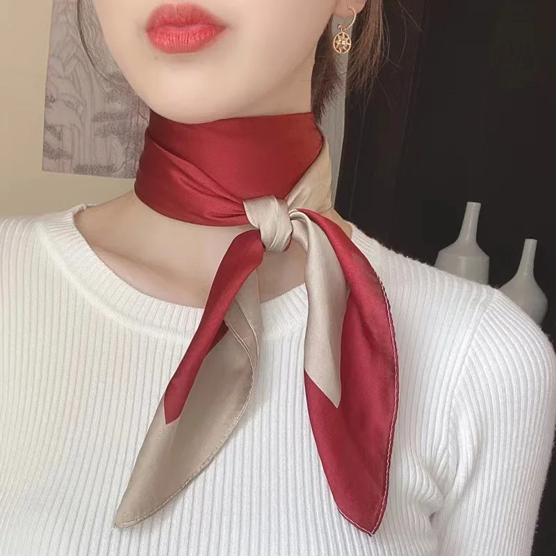 Satin Square Scarf Women Fashion Luxury Neck Scarves Hijab Elegant Silk Neckerchief Female Shawl Wrap Headscarf Bandana Pashmina